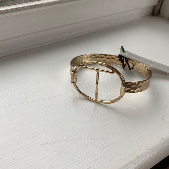 NWT Anthropologie Gold Monogram Script Cuff Bracelet  T H - Picture 9 of 10